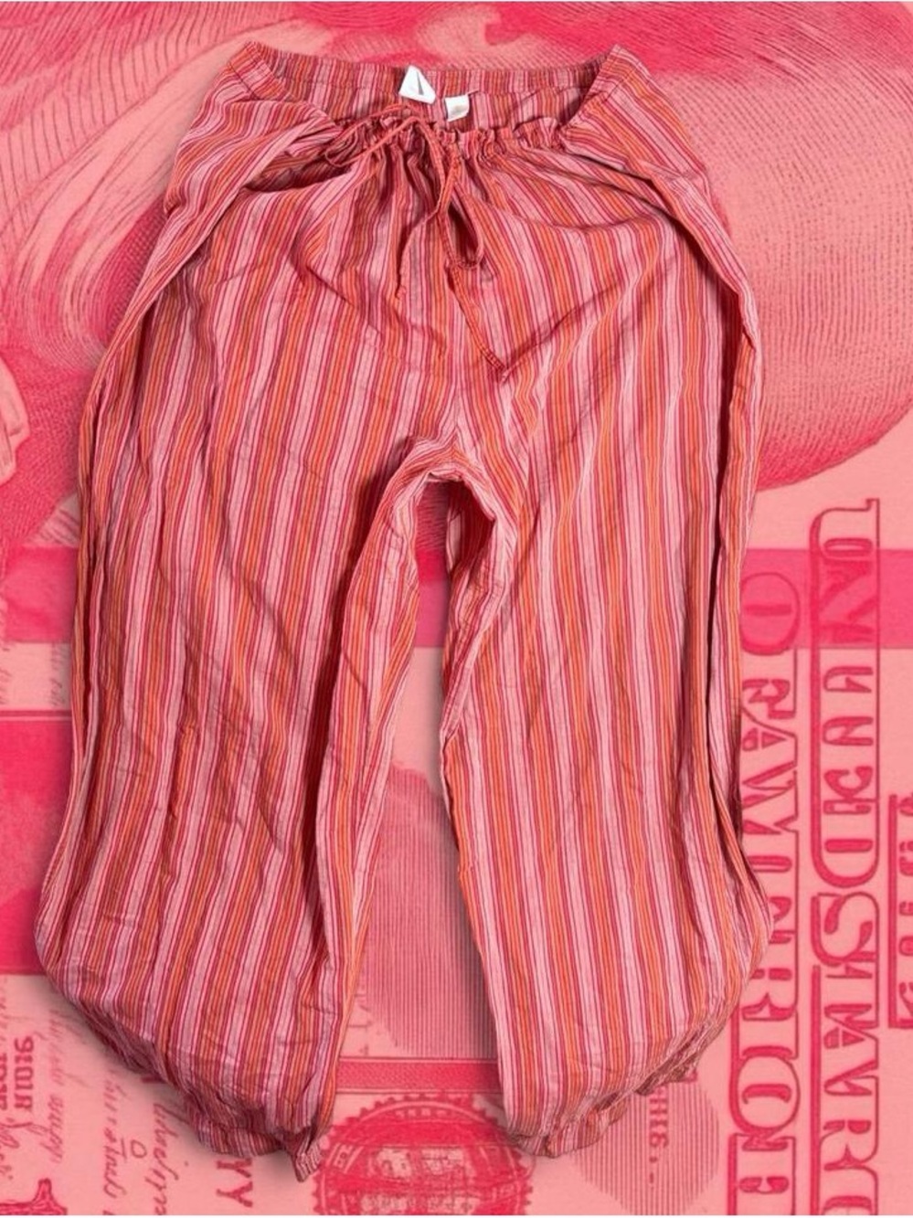 victoria's secret country vintage y2k red and orange striped cotton pajama pants